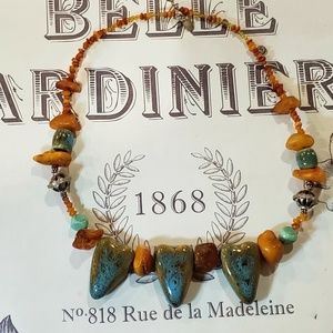 One of a kind handmade art heart bead necklace